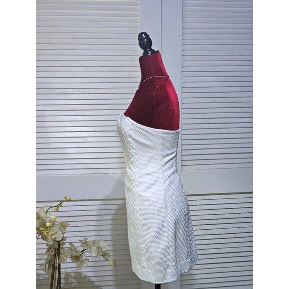 Lilly Pulitzer Womens White Tansy Strapless Textured Embroidered Dress Sz 4 2792 - Picture 6 of 14